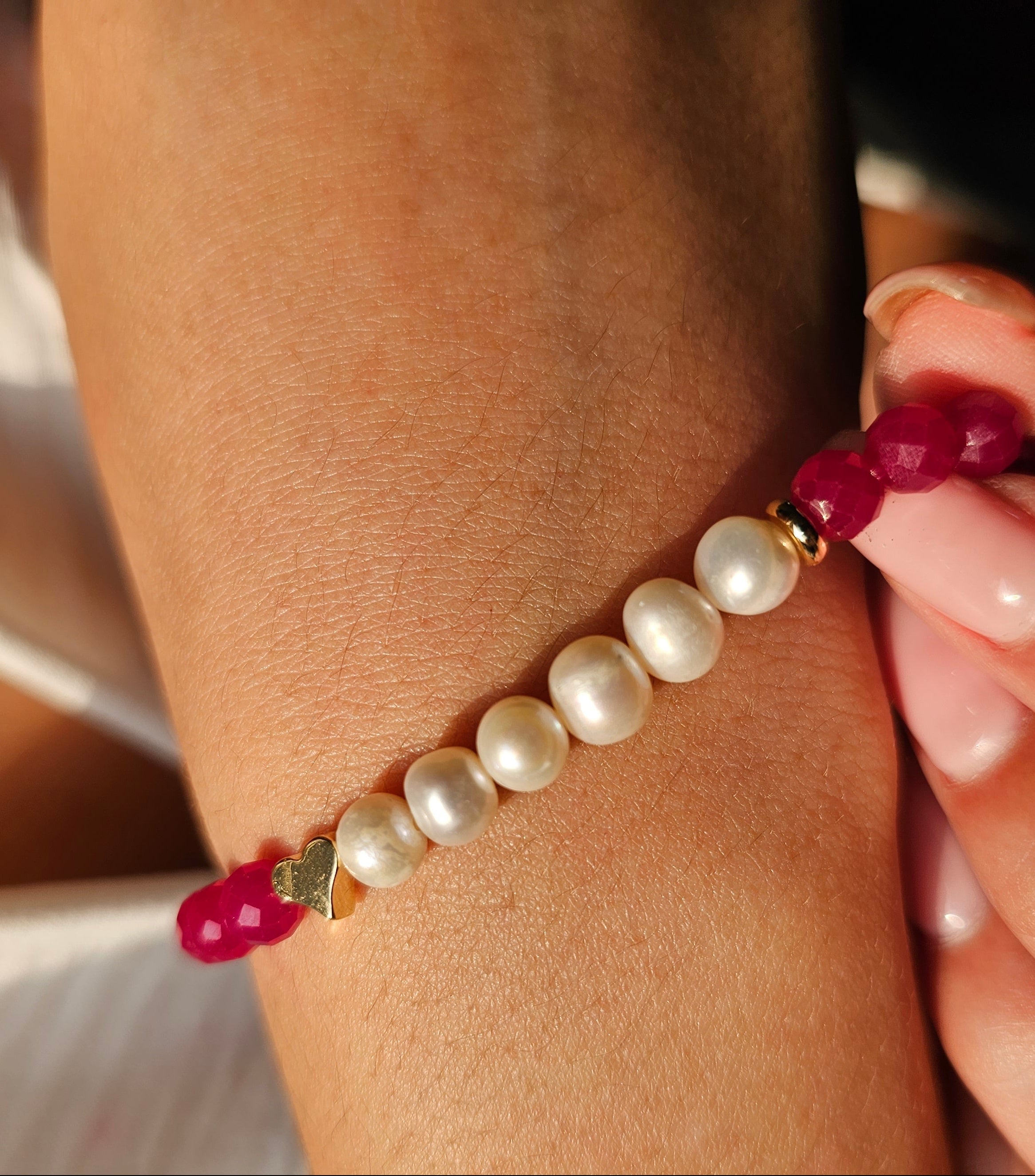 Infinite Love Bracelet - Ruby & Pearl