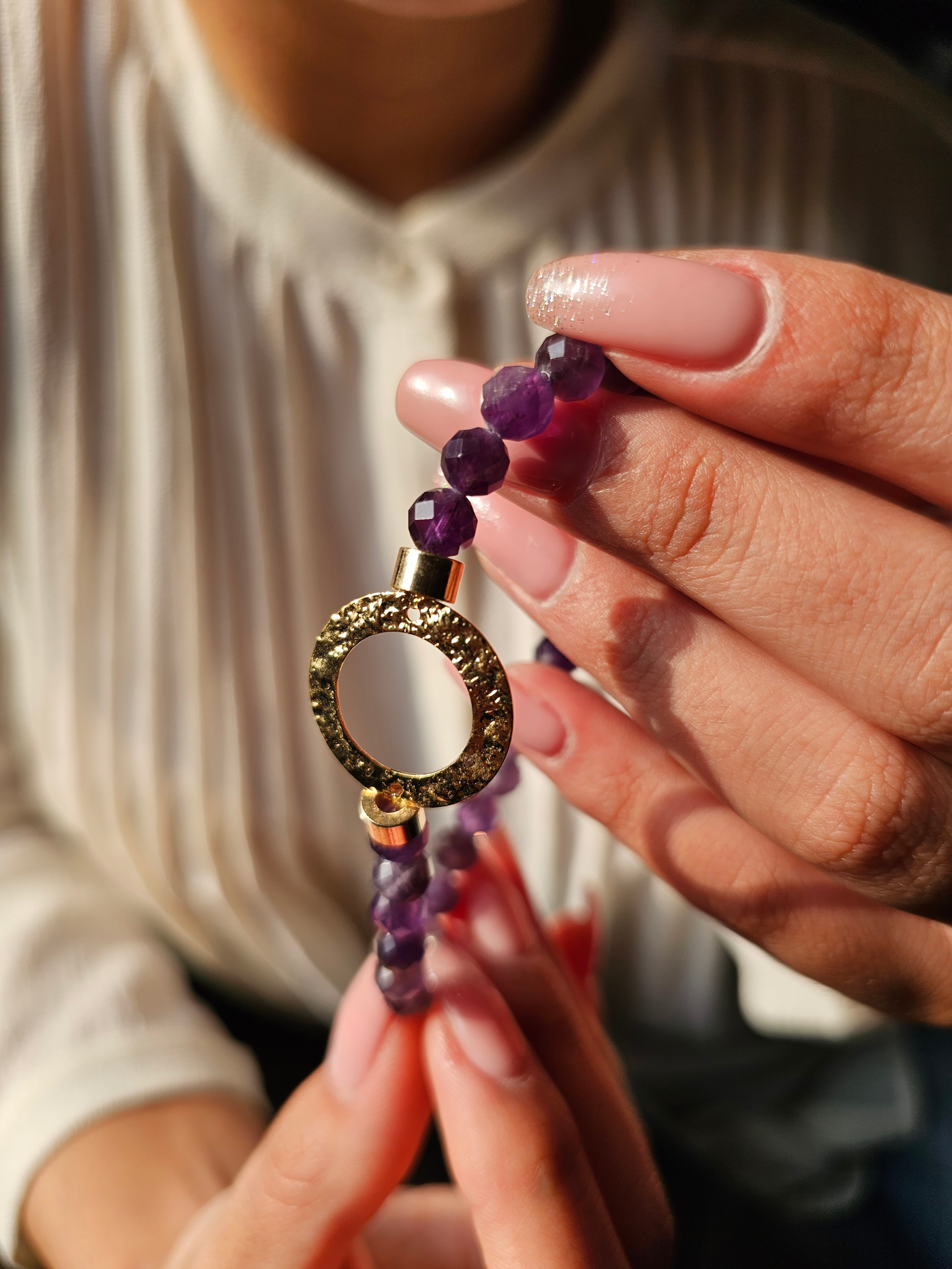 Gold-Plated Amethyst Bracelet