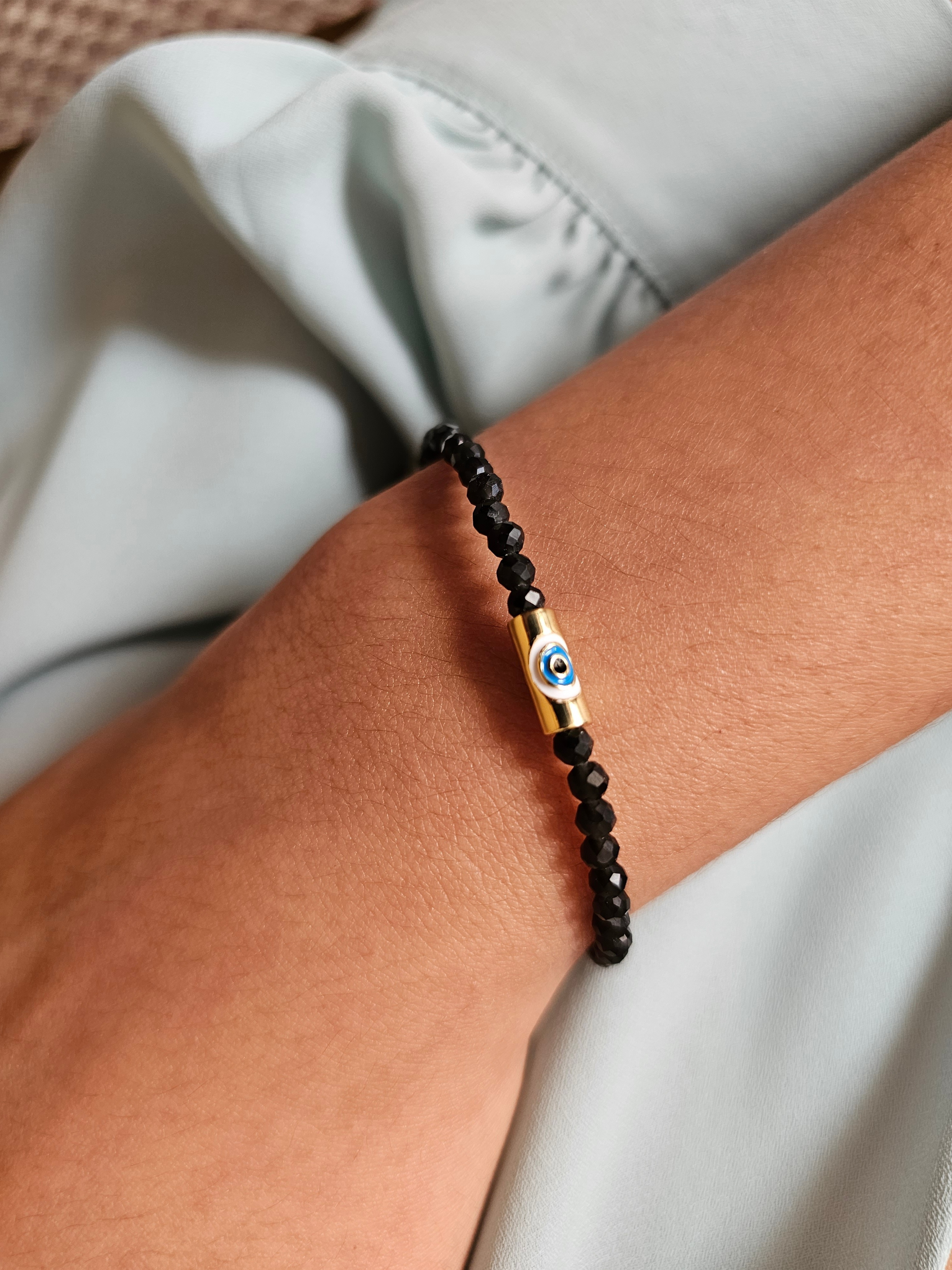 Onyx & Evil Eye Bracelet