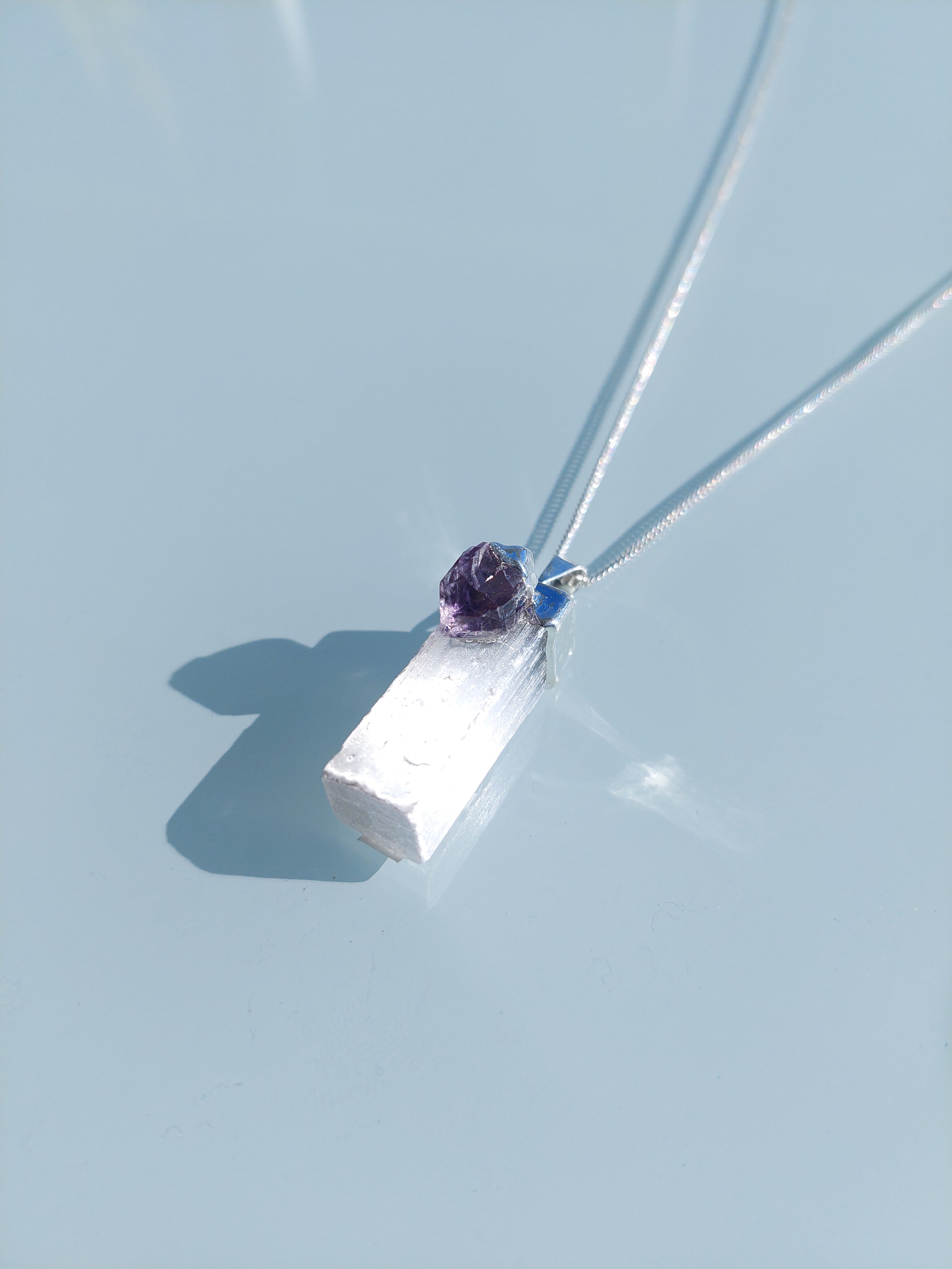 Necklace White & Purple Amethyst Silver 925