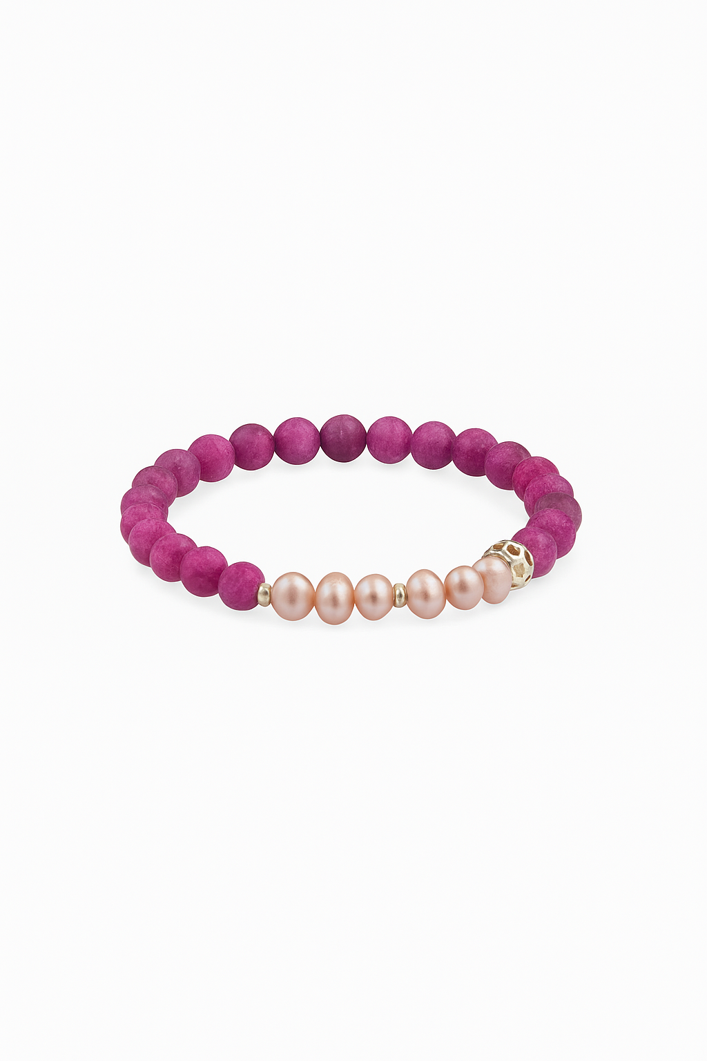Natural Ruby and Pearl Bracelet with 950 Silver Clasp