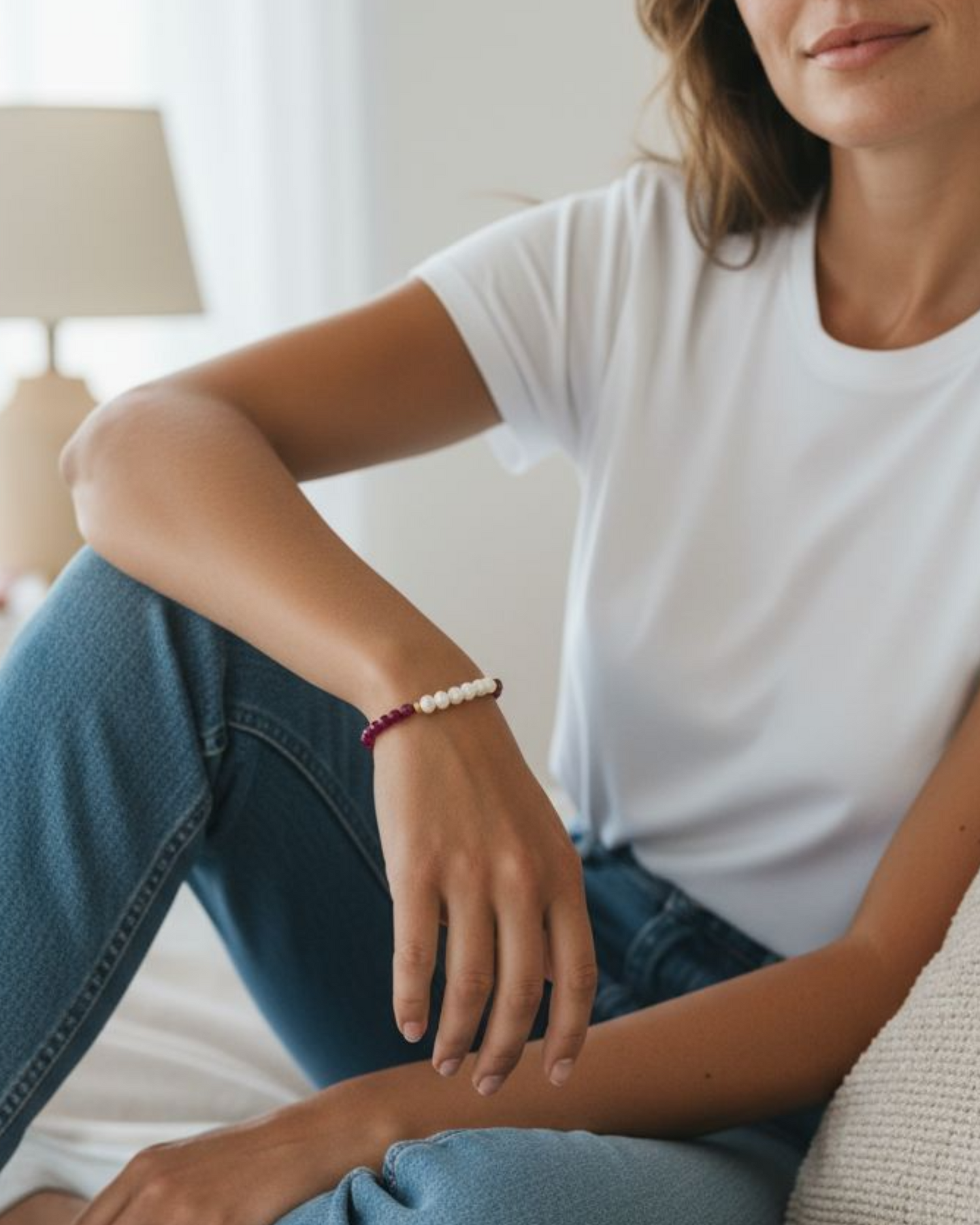 Infinite Love Bracelet - Ruby &amp; Pearl