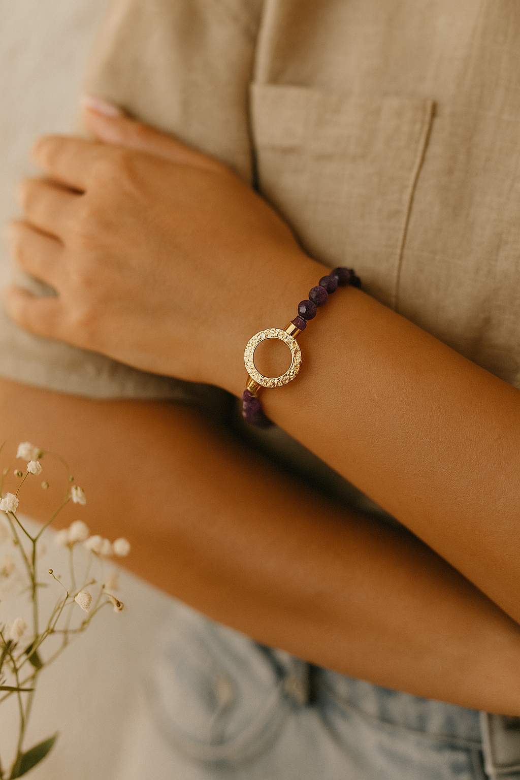 Gold-Plated Amethyst Bracelet