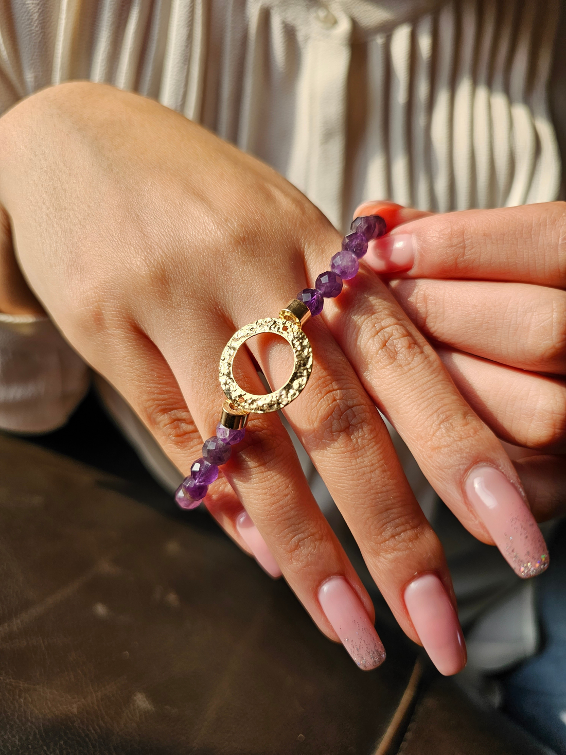 Gold-Plated Amethyst Bracelet
