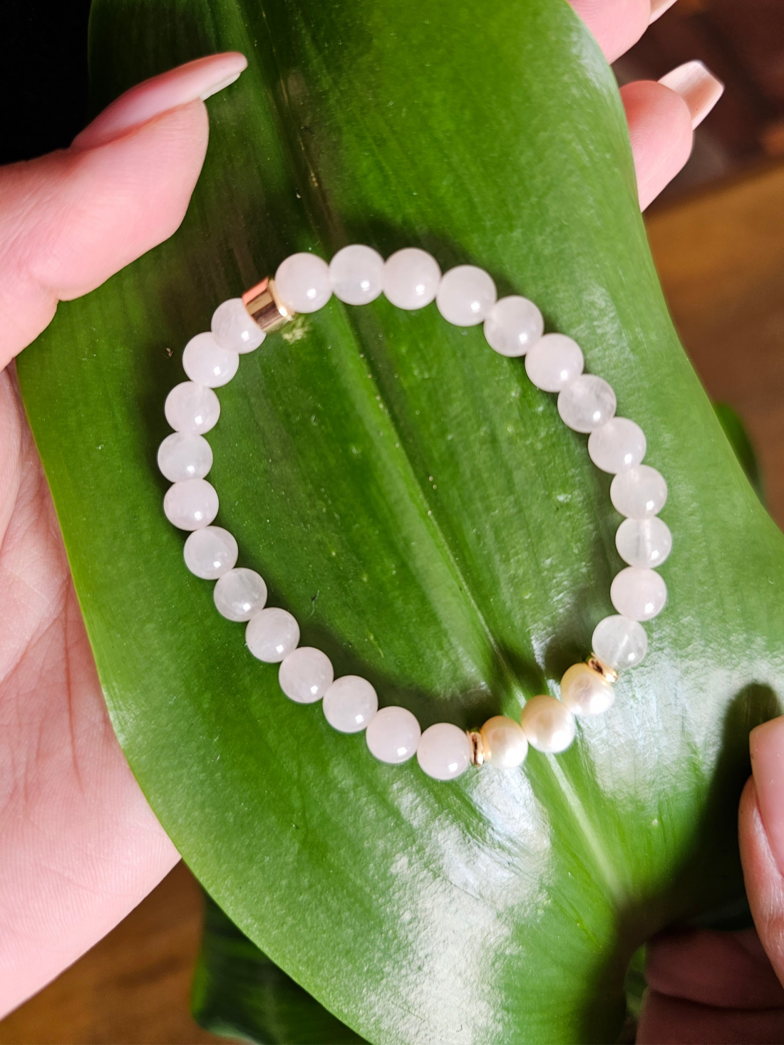 Rose Quartz, Real Pearl &amp; 18k Gold-Plated Bracelet