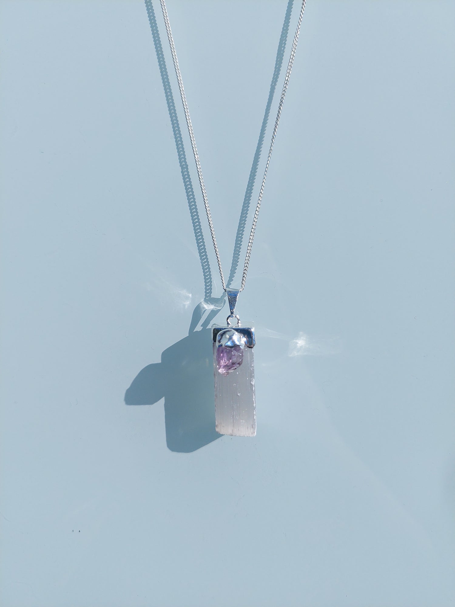 Necklace White &amp; Purple Amethyst Silver 925