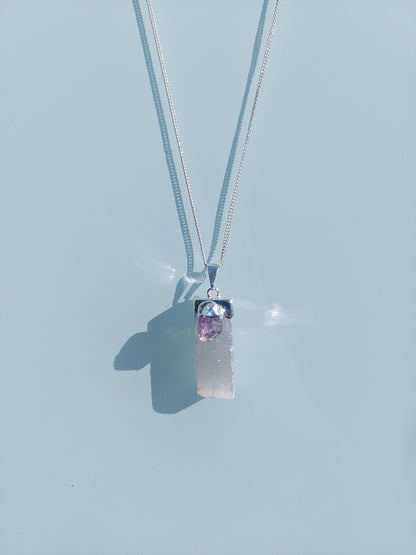 Necklace White &amp; Purple Amethyst Silver 925