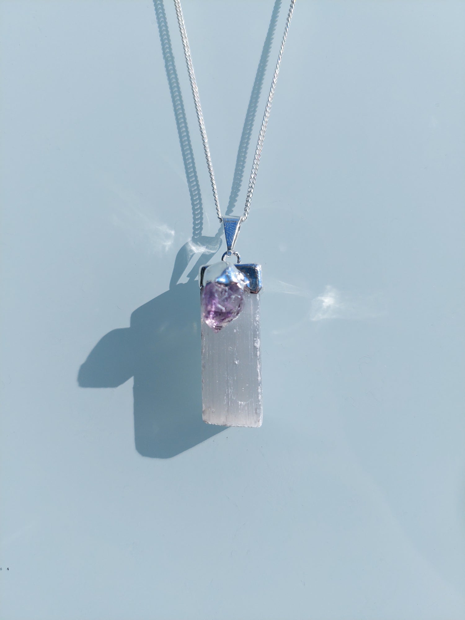 Necklace White &amp; Purple Amethyst Silver 925