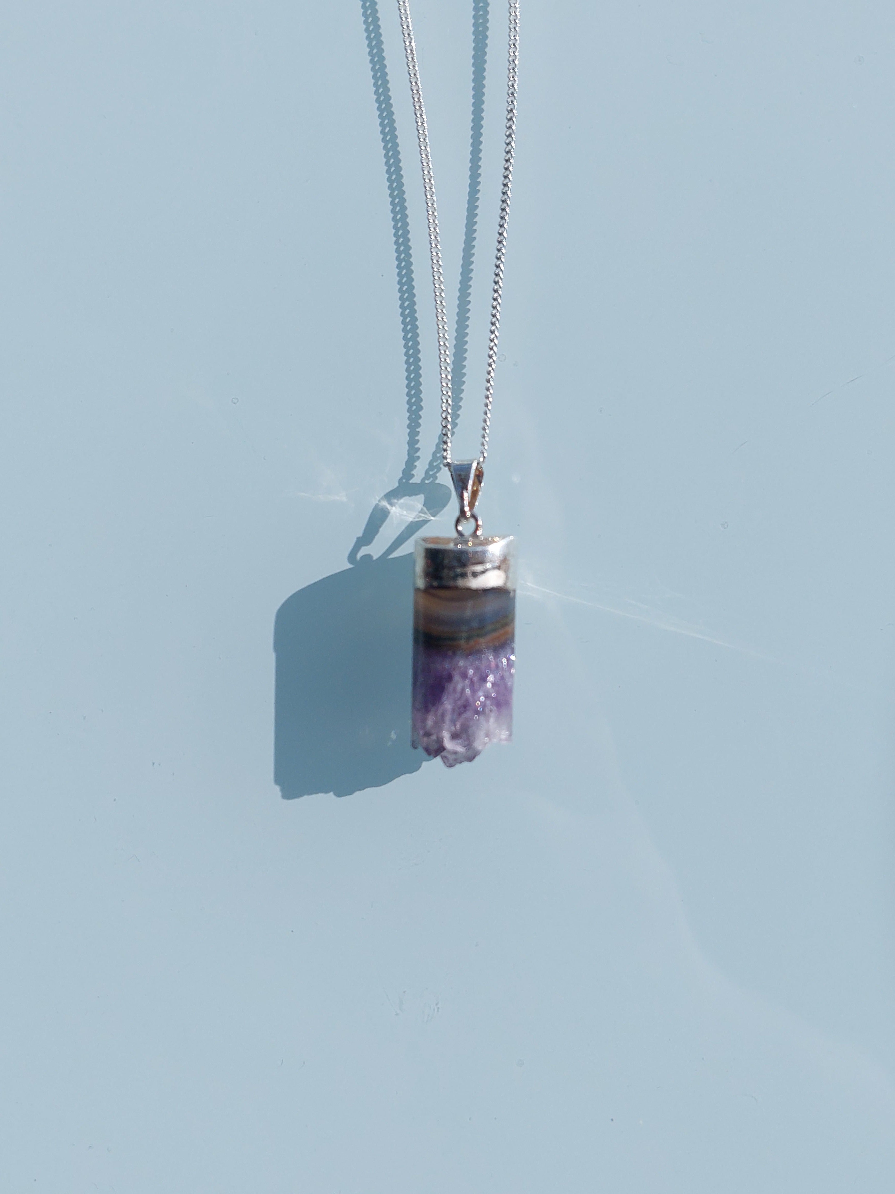 Necklace Violet Amethyst Stone Silver 925