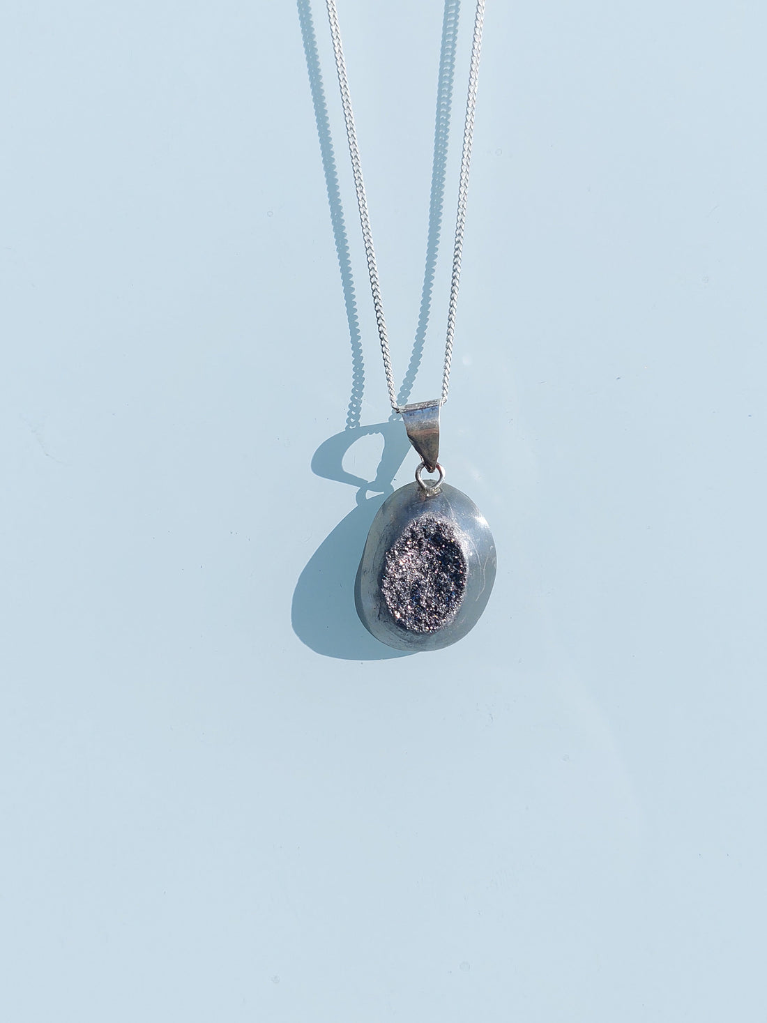 Necklace Grey Pyrite Stone Silver 925