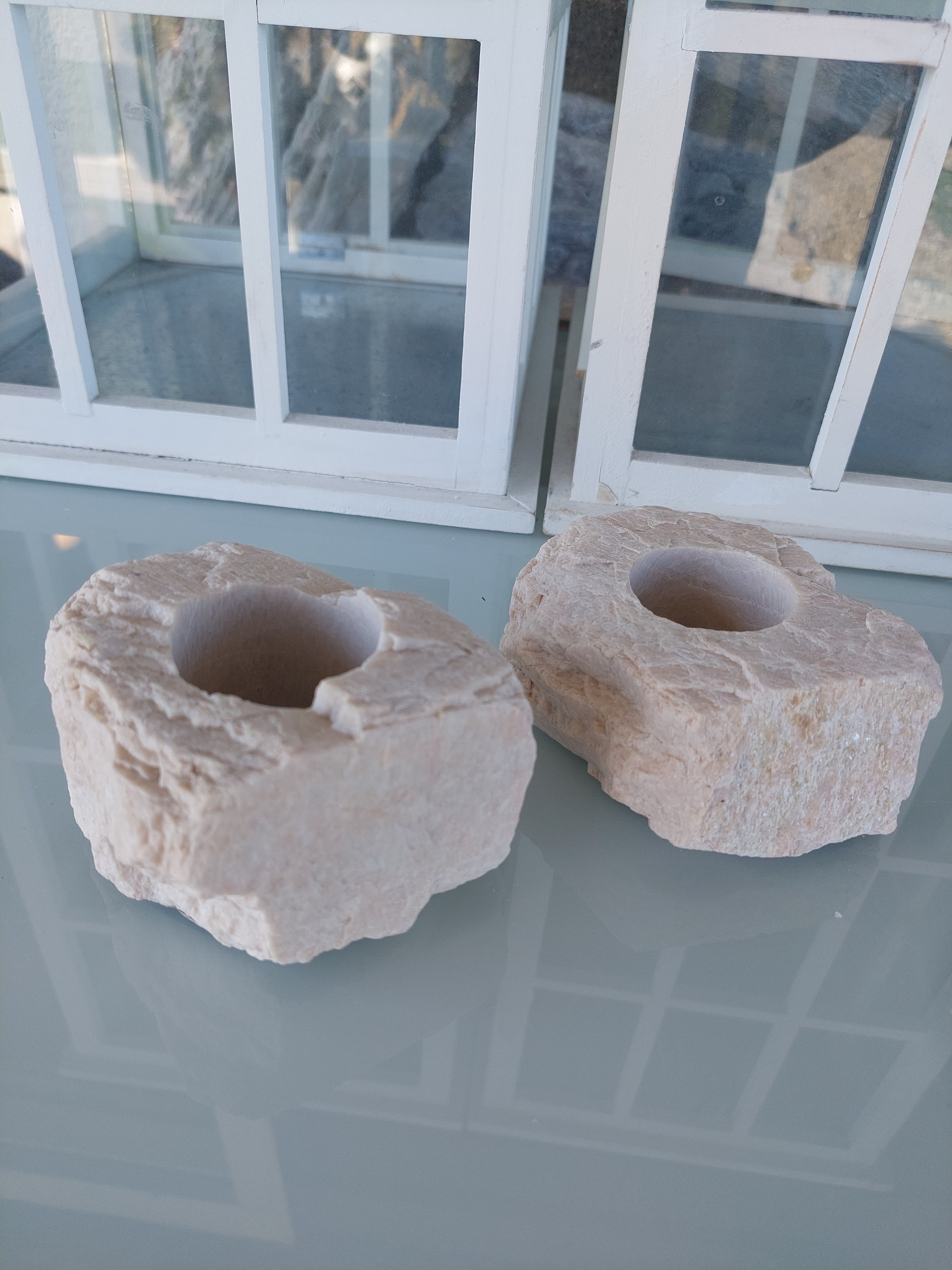 Candle Holder - Rose Desert Stone