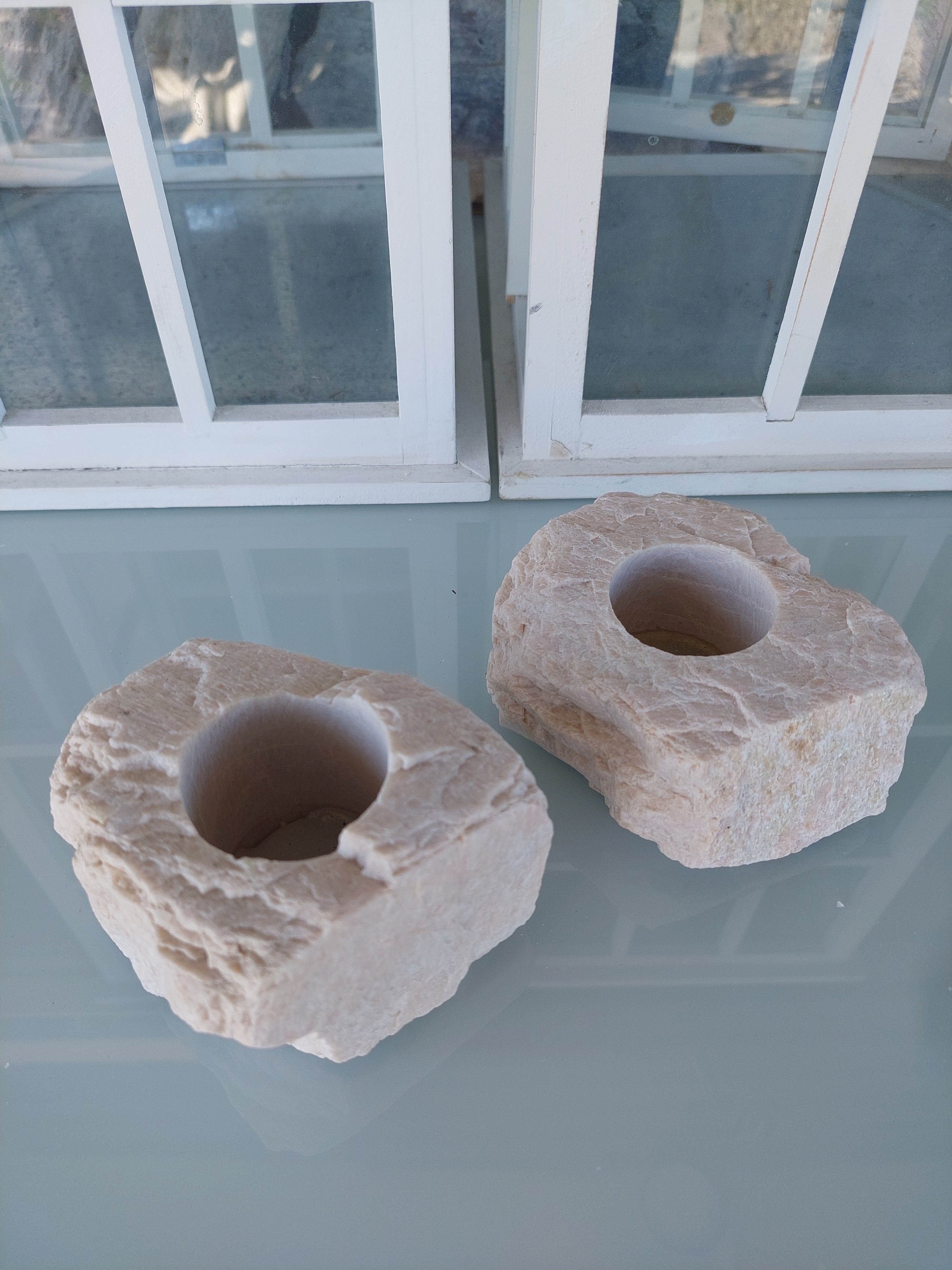 Candle Holder - Rose Desert Stone