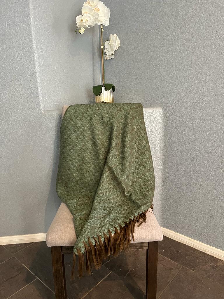 Alpaca Throw Blanket Light Green Kusi 60% - Domenika