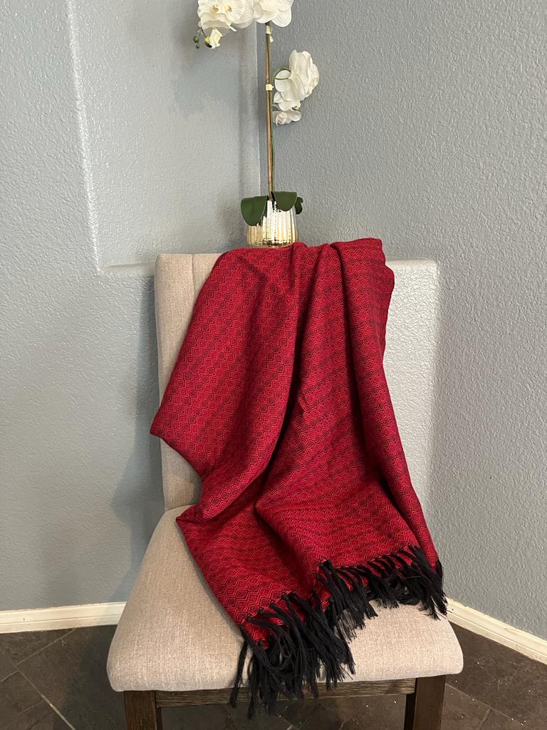 Alpaca Throw Blanket Red Kusi 60% - Domenika