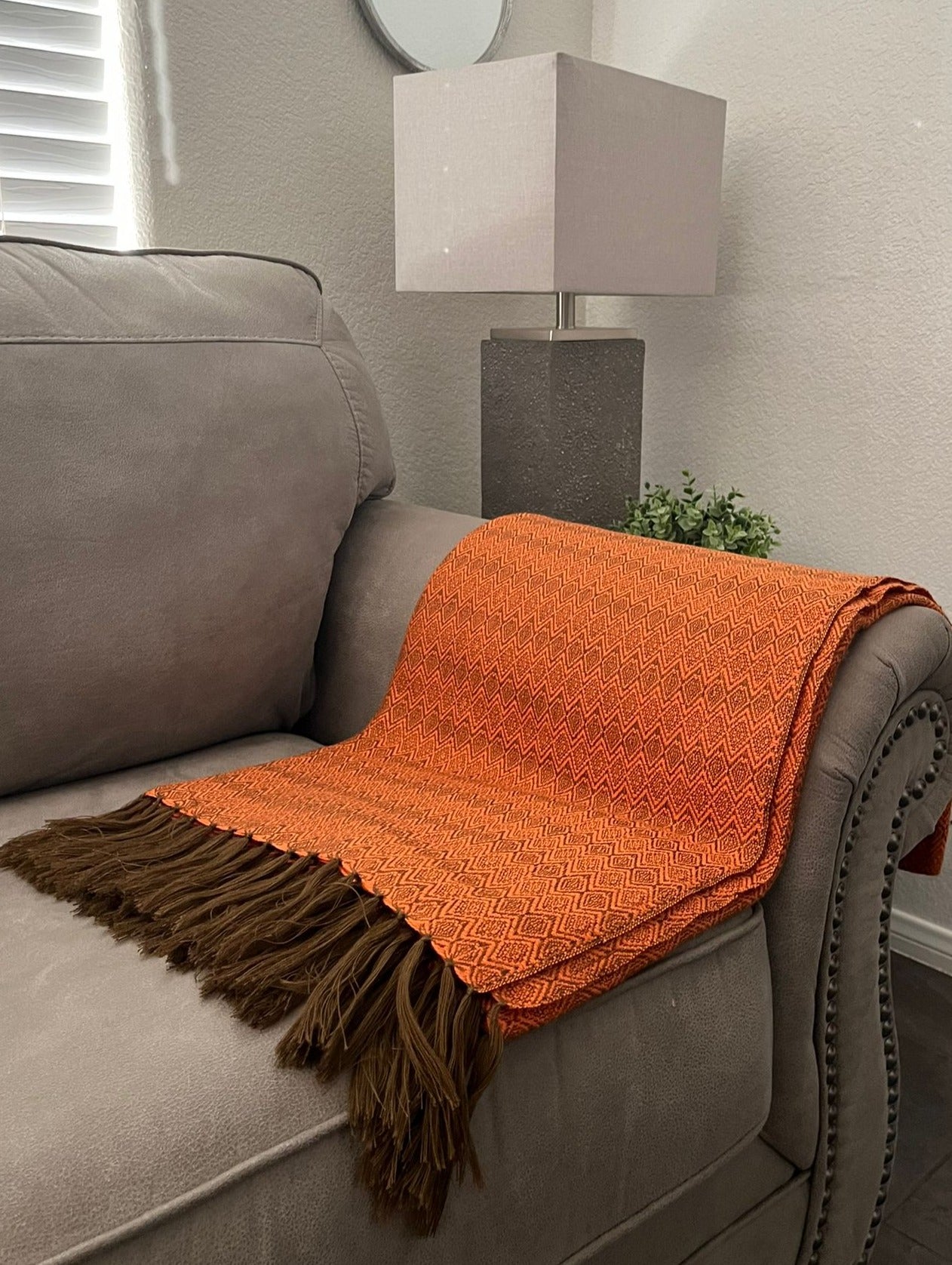 Alpaca Throw Blanket Orange Kusi 60% - Domenika