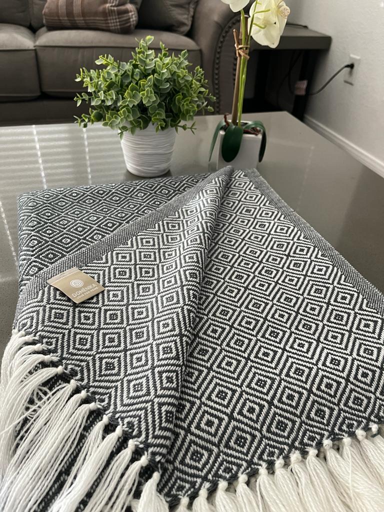 Grey and cream online throw blanket