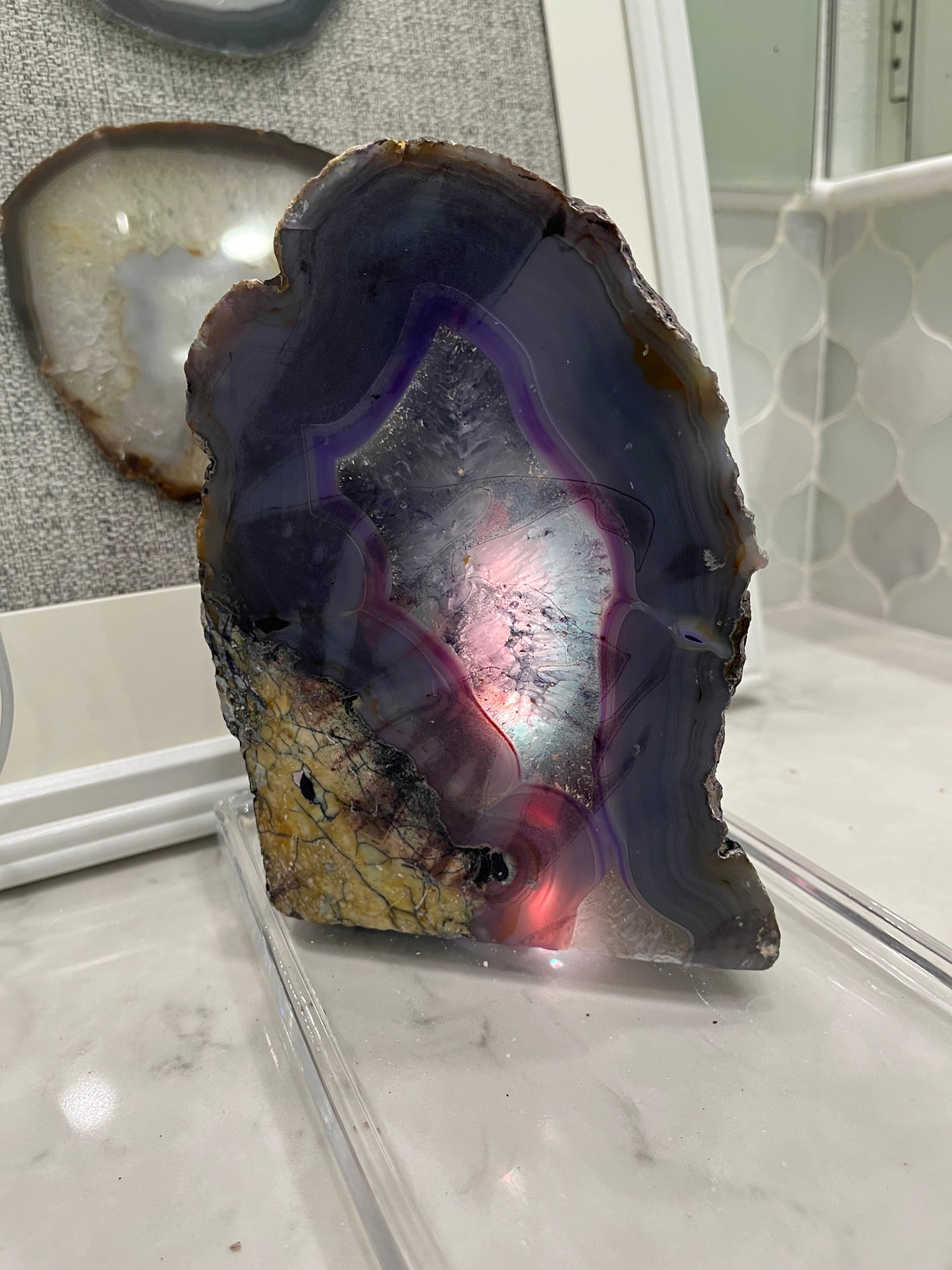 Lamp - Agate Dark Purple Stone