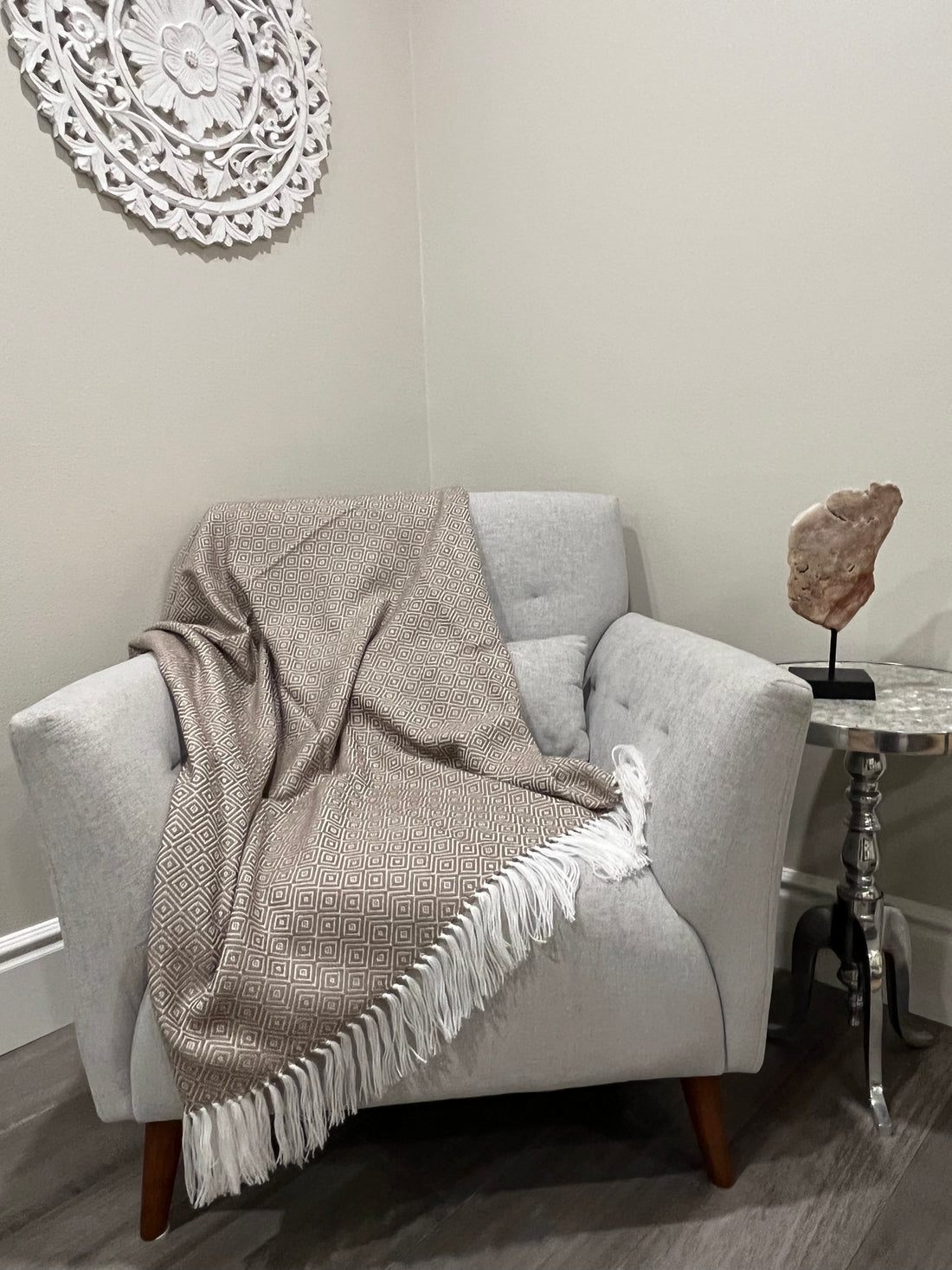 Alpaca Throw Blanket Beige Munay - Domenika