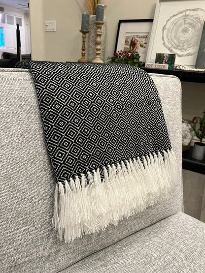 Alpaca Throw Blanket Black Munay - Domenika