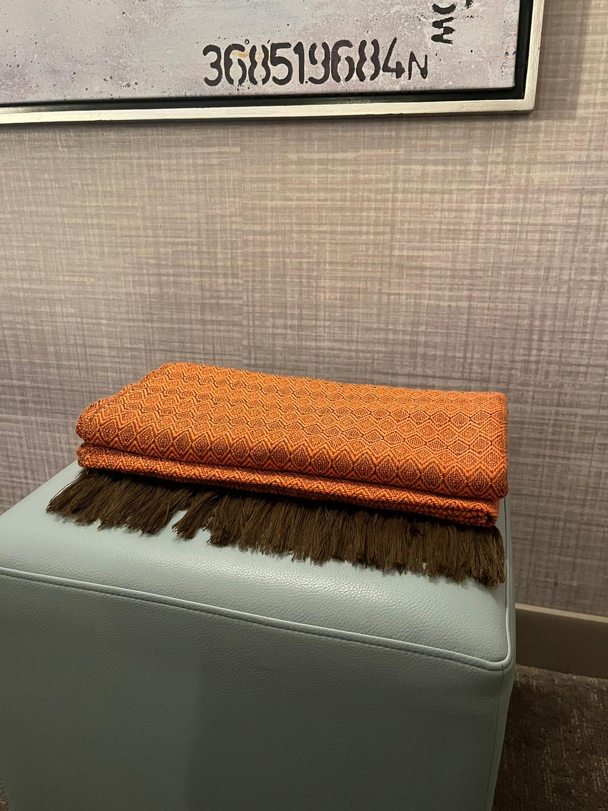 Alpaca Throw Blanket Orange Kusi 60% - Domenika