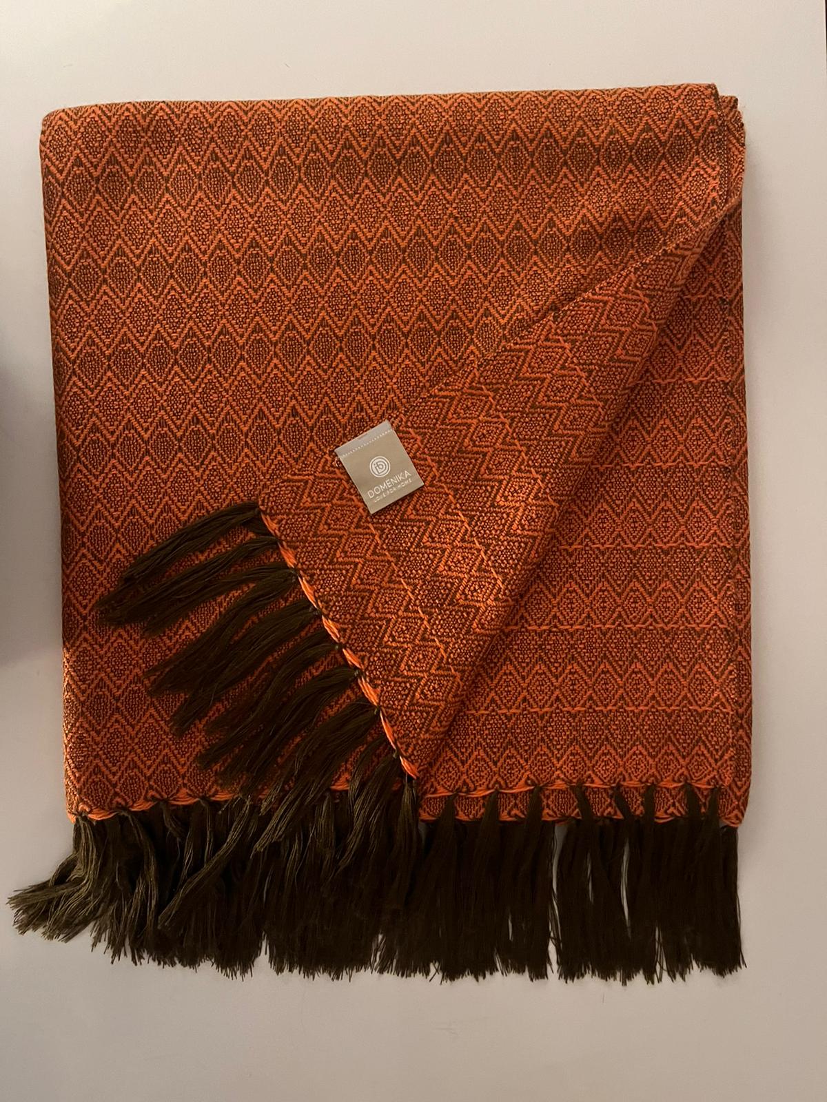 Alpaca Throw Blanket Orange Kusi 60% - Domenika