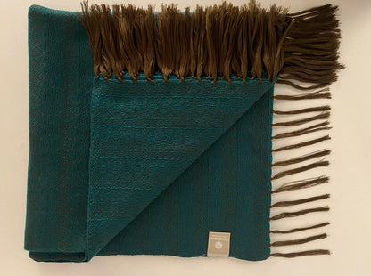 Alpaca Throw Blanket Dark Green Kusi 60% - Domenika