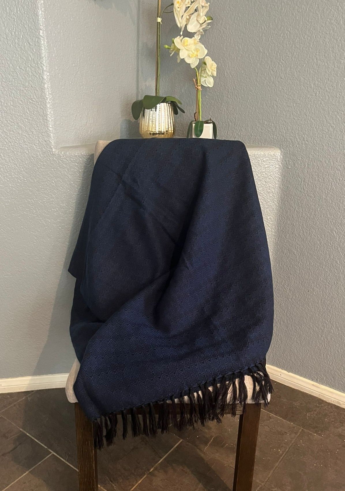 Alpaca Throw Blanket Blue Kusi 60% - Domenika